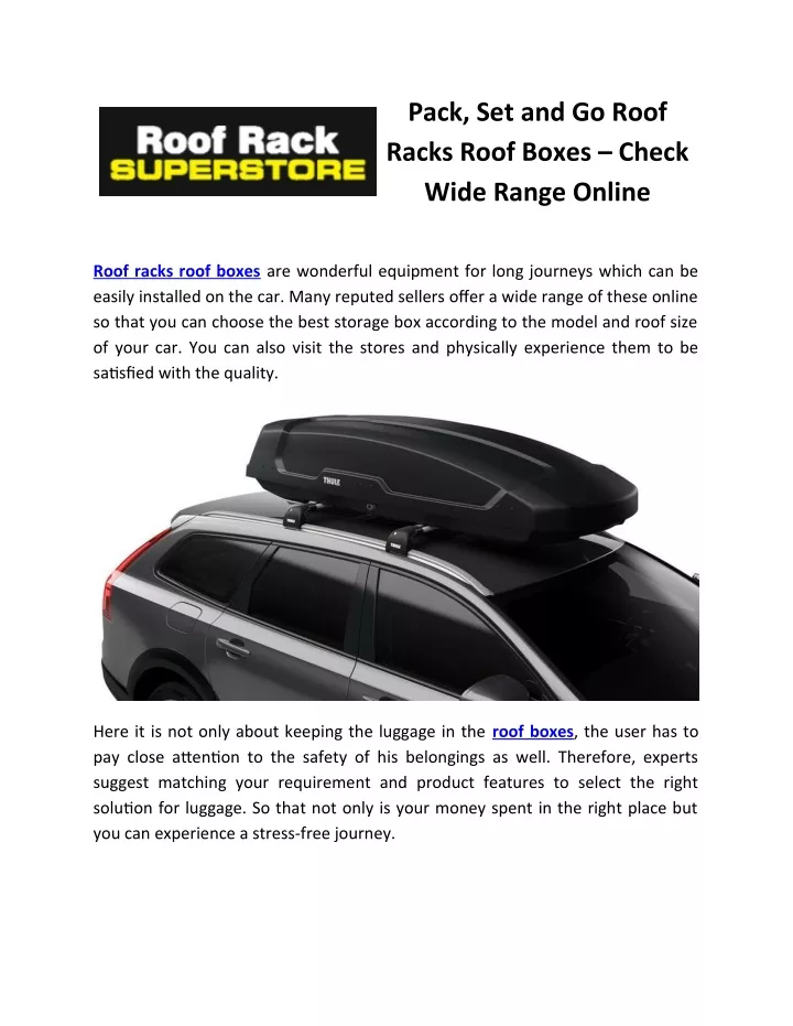 pack set and go roof racks roof boxes check wide