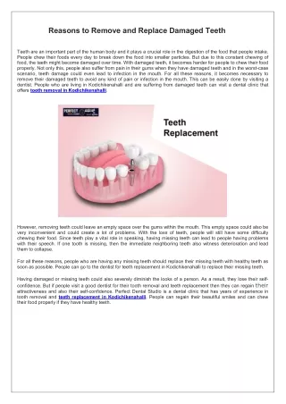 Reasons to Remove and Replace Damaged Teeth