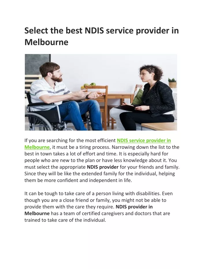 select the best ndis service provider in melbourne