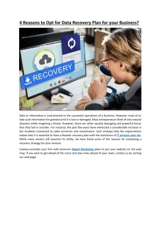4 reasons to opt for data recovery plan for your