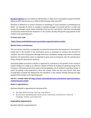 resoform market size was valued at us xx billion