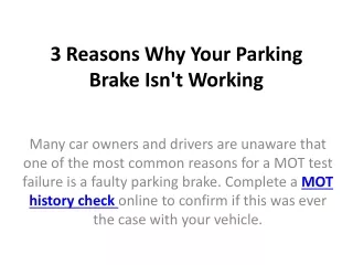 3 reasons why your parking brake isn t working
