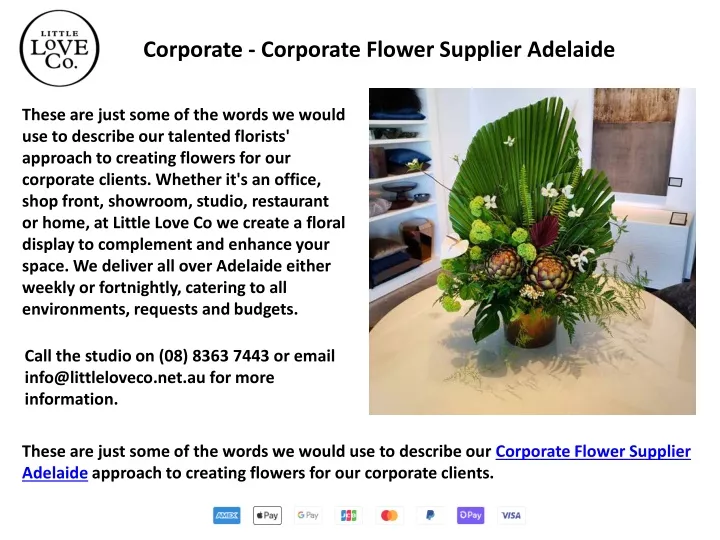 corporate corporate flower supplier adelaide