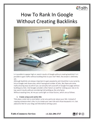 How To Rank In Google Without Creating Backlinks
