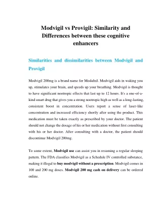 Modvigil vs Provigil- Similarity and Differences between these cognitive enhancers