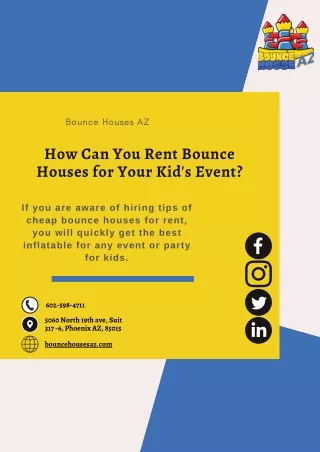 Rent The Cheap Bounce Houses For Kids Party!