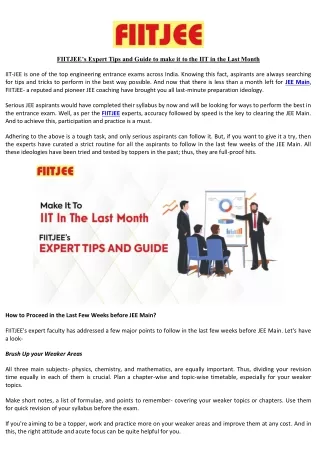 fiitjee s expert tips and guide to make