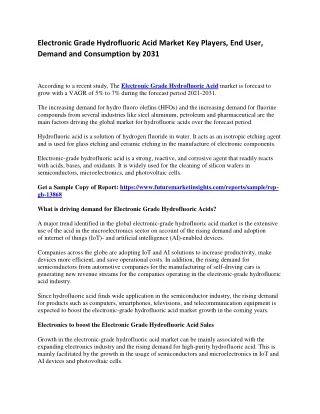 Electronic Grade Hydrofluoric Acid Market Key Players