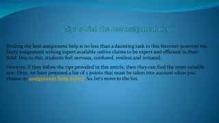 Tips To Find The Best Assignment Help ppt