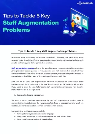 Tips to tackle 5 key staff augmentation problems