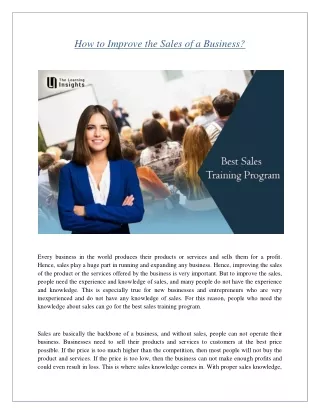 how to improve the sales of a business
