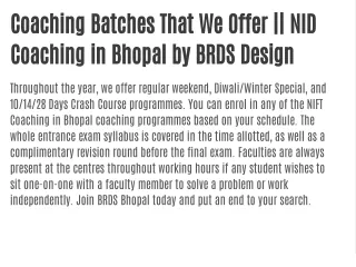 NID Coaching in Bhopal || BRDS Design