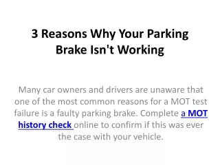 3 reasons why your parking brake isn t working