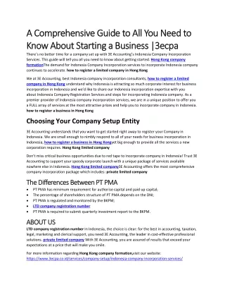 A Comprehensive Guide to All You Need to Know About Starting a Business |3ecpa