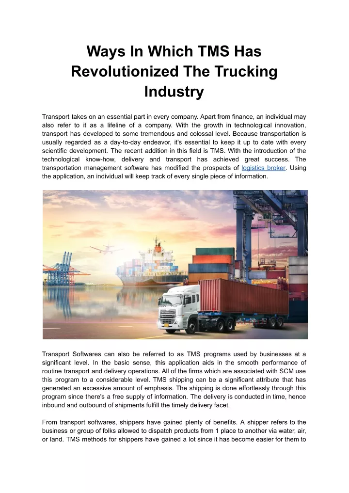 ways in which tms has revolutionized the trucking