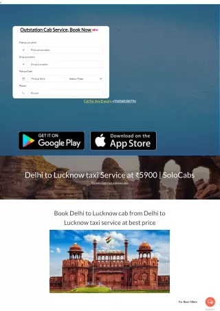 Delhi to Lucknow cab taxi Service at ₹5900 _ SoloCabs