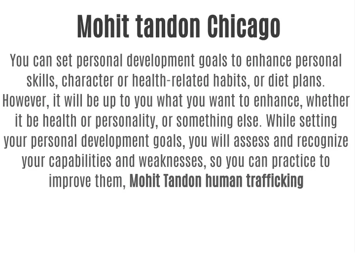 mohit tandon chicago you can set personal
