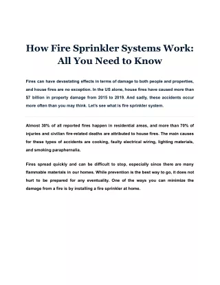 How Fire Sprinkler Systems Work: All You Need to Know