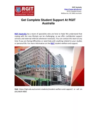 Get Complete Student Support At RGIT Australia