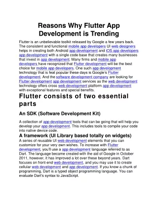 reasons why flutter app development is trending