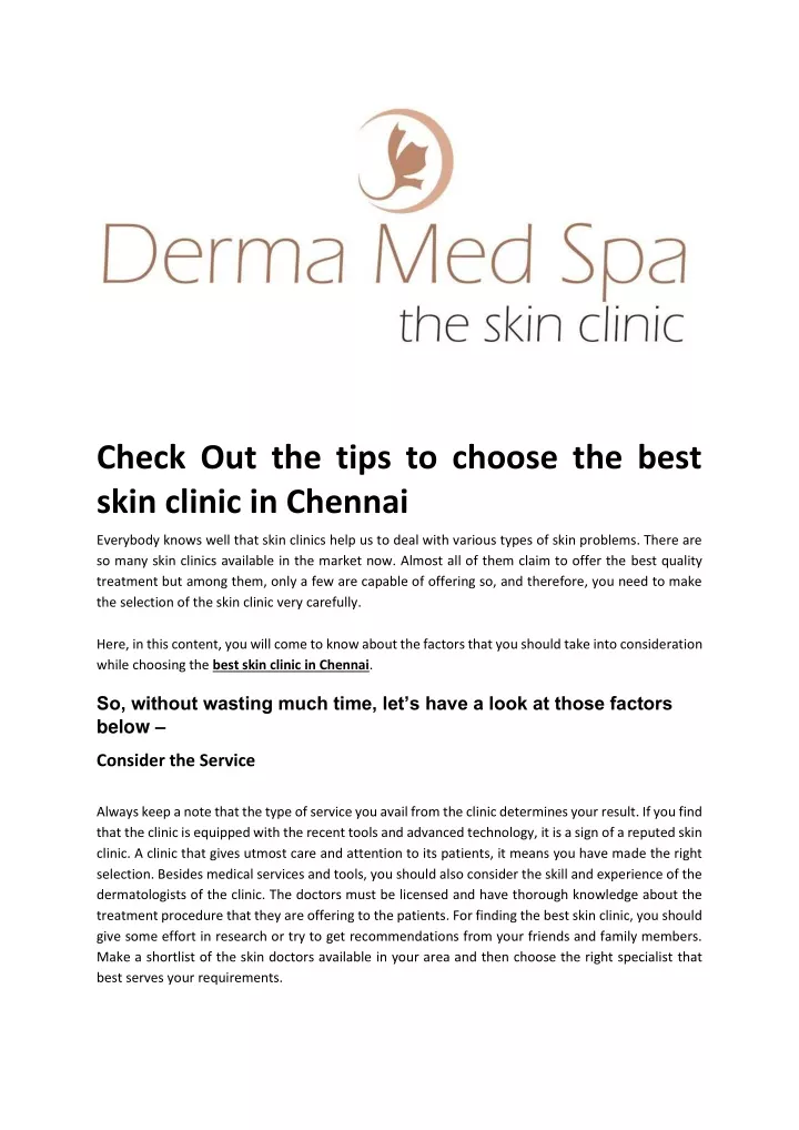 check out the tips to choose the best skin clinic