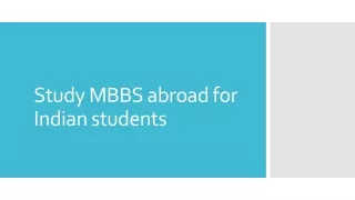 Study MBBS abroad for Indian students