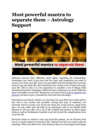 most powerful mantra to separate them astrology