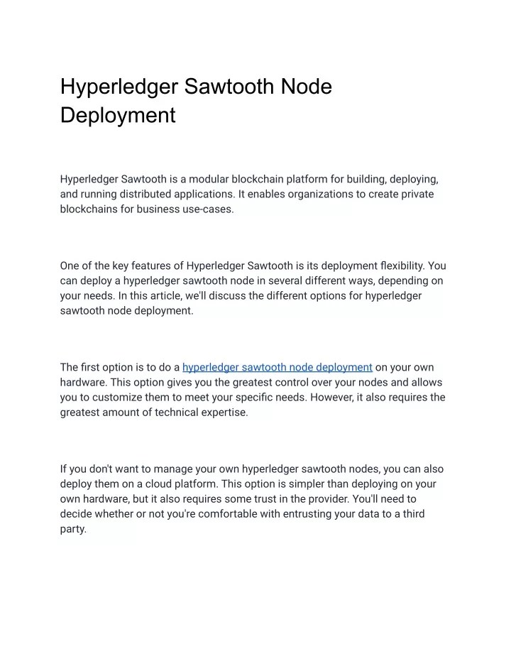 hyperledger sawtooth node deployment