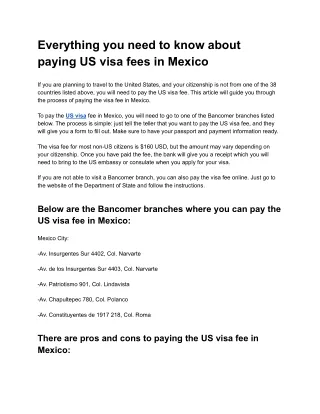 Everything you need to know about paying US visa fees in Mexico