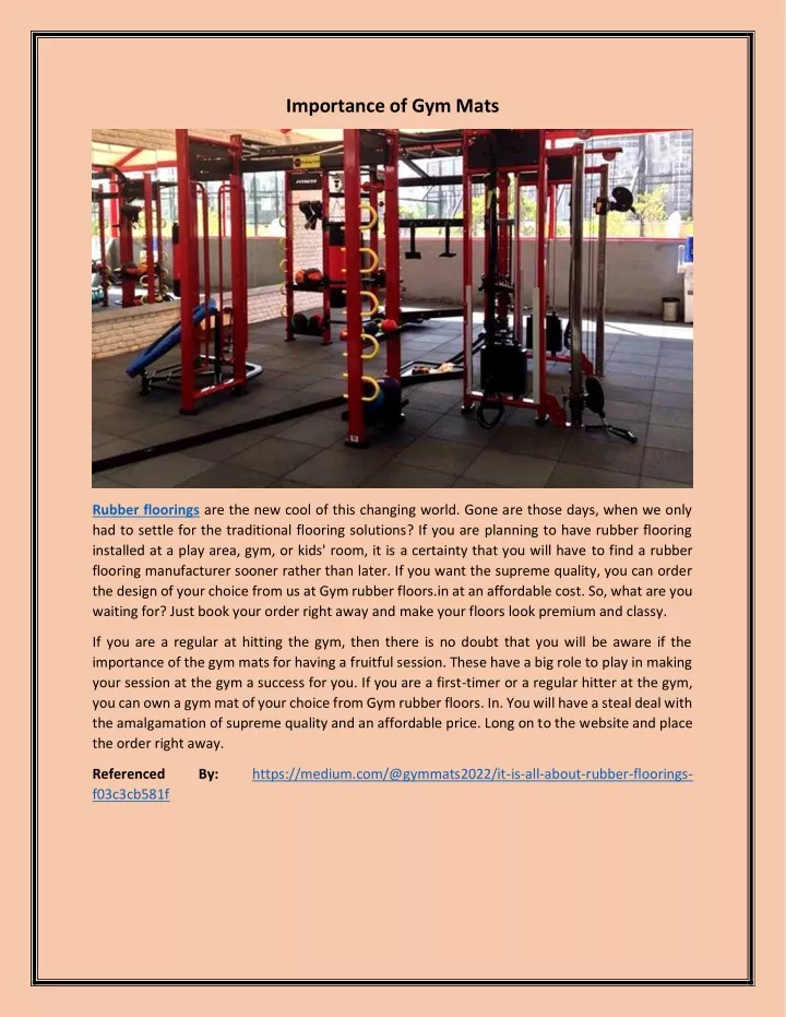 importance of gym mats