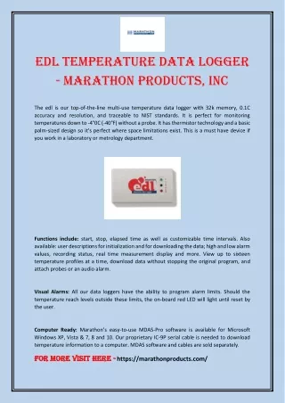 edl temperature data logger marathon products inc