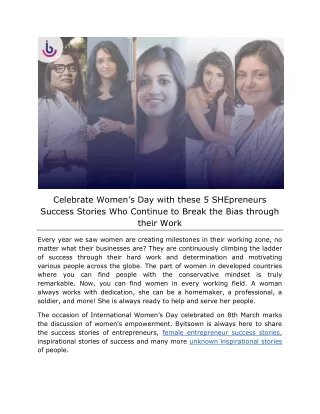 Celebrate Women’s Day with these 5 SHEpreneurs Success Stories Who Continue to B