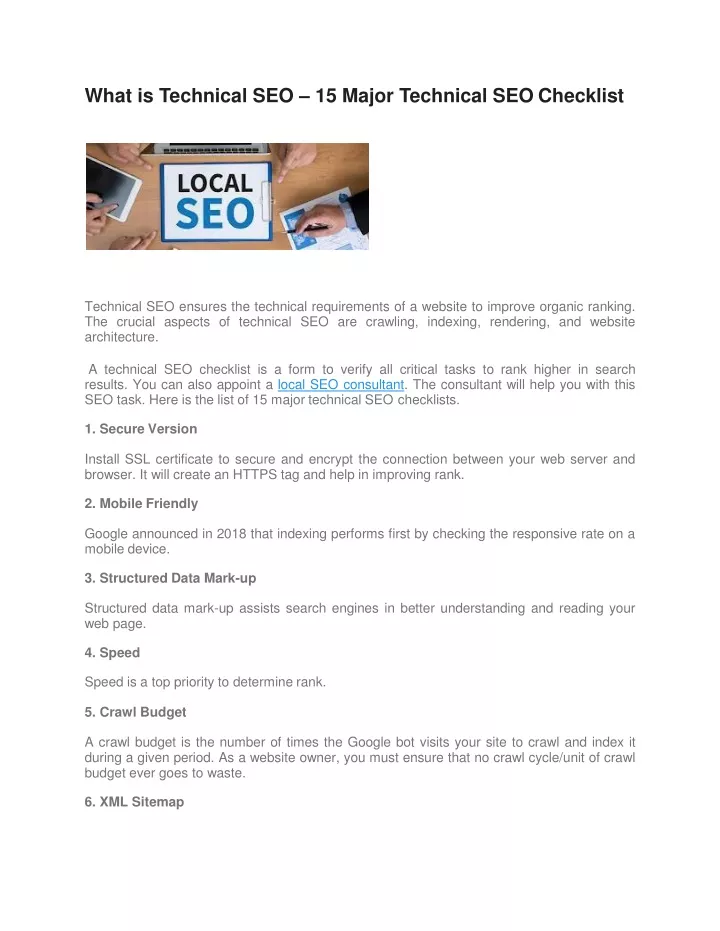 what is technical seo 15 major technical