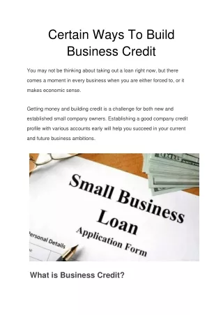 certain ways to build business credit
