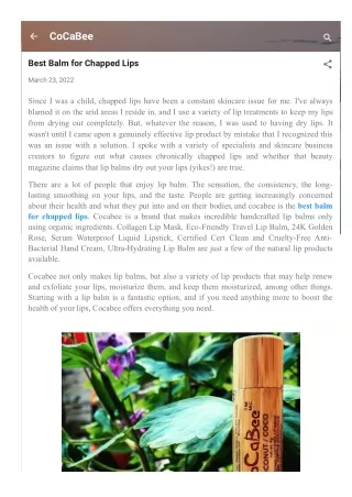 Best Balm for Chapped Lips