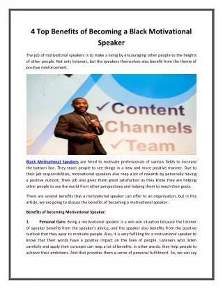 4 Top Benefits of Becoming a Black Motivational Speaker