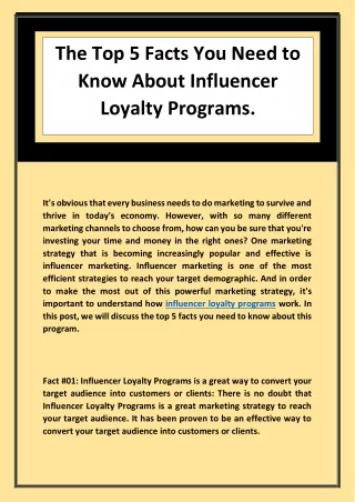 The Top 5 Facts You Need to Know About Influencer Loyalty Programs.
