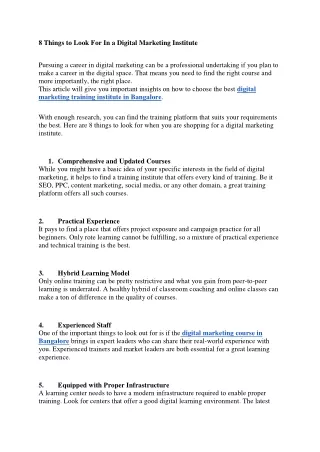 8 things to look for in a digital marketing