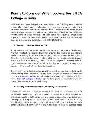 points to consider when looking for a bca college