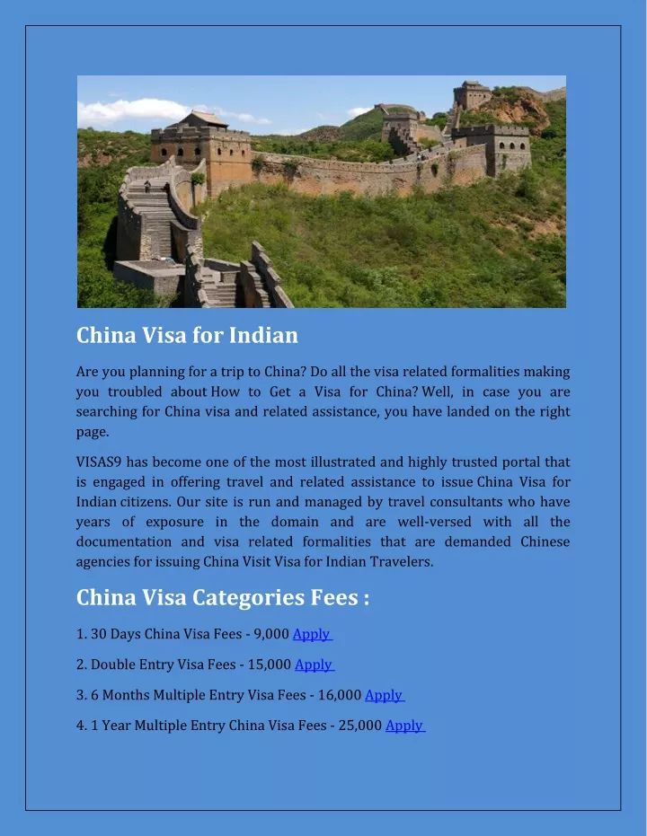 china visa for indian