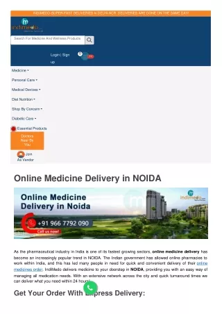 Online Medicine Delivery in NOIDA