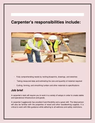 carpenter s responsibilities include