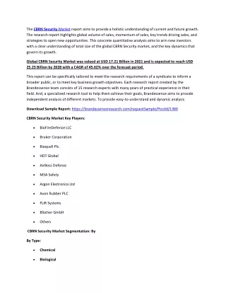 the cbrn security market report aims to provide