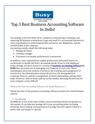 Top 3 Best Business Accounting Software In Delhi!