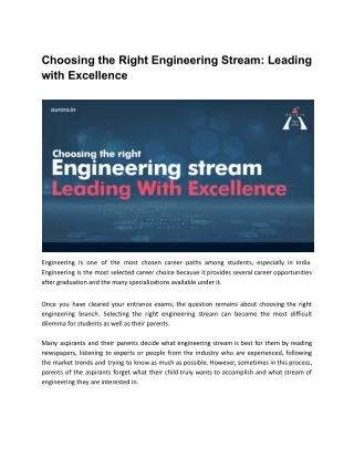 Choosing The Right Engineering Stream