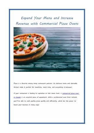 Expand Your Menu and Increase Revenue with Commercial Pizza Ovens