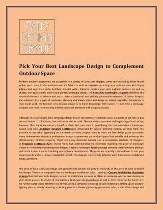 pick your best landscape design to complement
