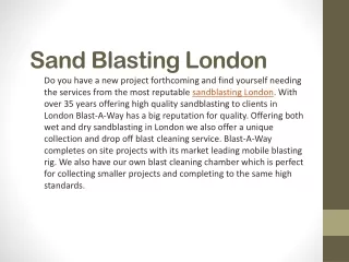 Expert Sand Blasting - Blast A Way