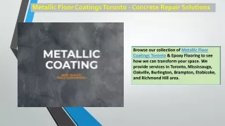 Metallic Floor Coatings Toronto - Concrete Repair Solutions
