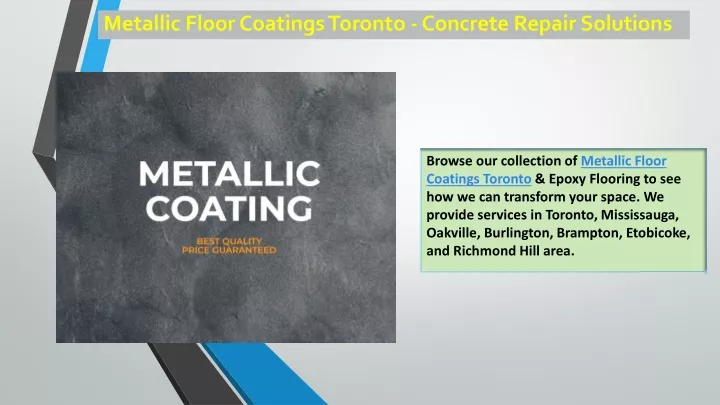 metallic floor coatings toronto concrete repair solutions